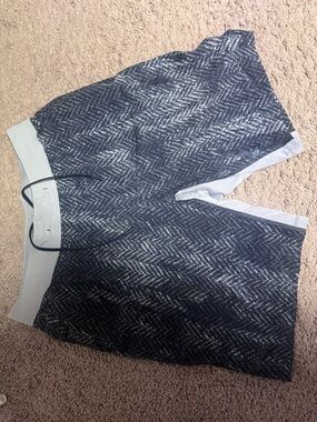 lululemon athletica Navy Herringbone Athletic Shorts with Light Gray Waistband